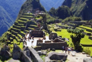 Tilt-Shift photo of Machu Picchu Archeological Site in Peru